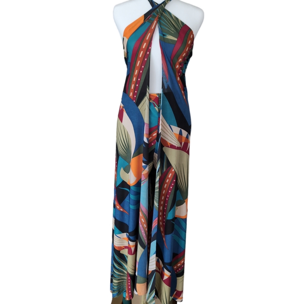 COPY - Blue Aztec Breeze Pant Wrap and Bandeau Set